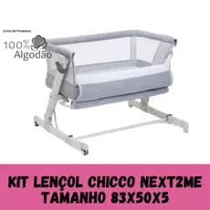 KIT 3 LENÇOL PARA BERÇO CHICCO NEXT2ME 100% Algodão