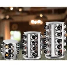 Porta Temperos Varios Tamanhos Condimento Cozinha Orgnaizada Inox Com Caneta Etiquetas Suporte Giratorio
