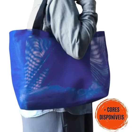 Bolsa Sacola Feminina Tela Praia Piscina Alça Dupla Ombro Reforçada Verão Lisa Colorida Tote Transparente Barata Simples