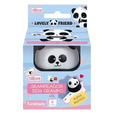 Mini Grampeador sem Grampos Panda 6 Folhas - Tilibra