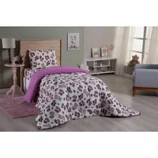 Kit Edredrom Cama Solteiro Malha Algodão Com Jogo de Cama Roupa de Cama Quarto Menina Cachorro Feminino Rosa