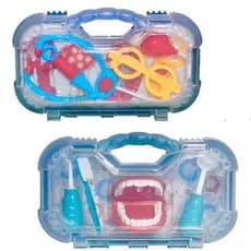 Maleta Kit Médico Azul e Kit Odontologia Verde Brinquedo de Profissões Brinquedo Educativo Divertido