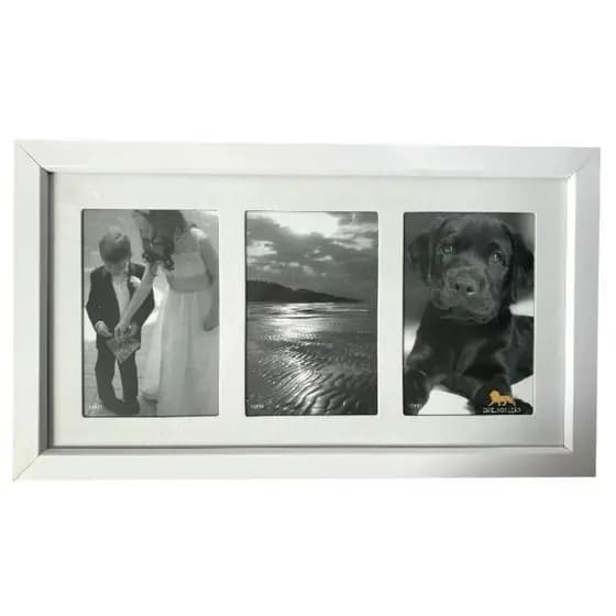 Porta Retrato 3 Fotos de Parede Branco 10x15 Espelhos Leão Moldura de Fotos Quadro para Fotos