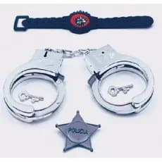 Kit Policial Infantil Com Algema e Relógio Estrela Brinquedo Polícia e Ladrao