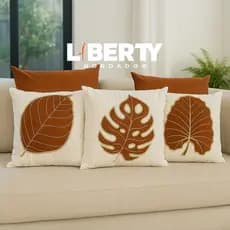 Kit de Capa de Almofada Bordada Suede - Folhas Costela de Adão - Escolha Sua Combinação