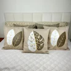 KIT 5 CAPAS DE ALMOFADAS BORDADAS  TECIDO LINHO - ALTA QUALIDADE