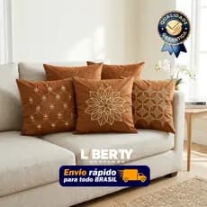 Kit de Capa de Almofada Bordada Geometrico Suede - Alta Qualidade - Escolha Sua Combinação