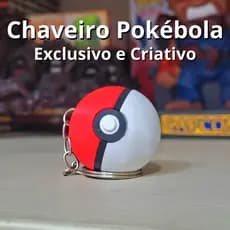 Chaveiro Estilo Pokebola 3D Geek Criativo Impresso em Impressora 3D