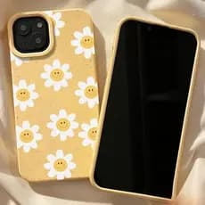 Capinha iphone 11/12/13/14/15 Pro max desenho animado capas caixa amarela macia Flor do sol proteção da câmera
