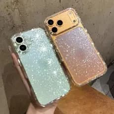 Capinha iphone 17 Pro Max Air/11/12/13/14/15 Pro max Capa De Luxo Glitter Eletroplatada Protetora Transparente
