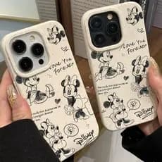 Capinha iphone 17 Pro Max Air/11/12/13/14/15/16 Pro max Mini,Capa de telefone casal de trigo, Mickey e Minnie