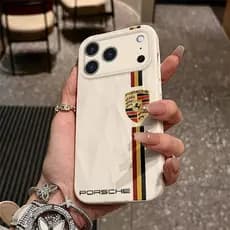 Logotipo da moda Porsche, capa plissada, iPhone 17 17Pro 17ProMax Air 11 16 15 14 13 12 Pro Max Plus