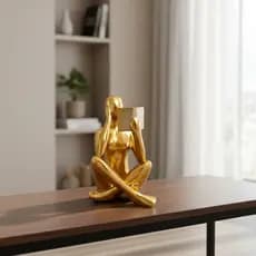 Estátua Figura Pensador Estudando Enfeite Decorativo Casa Estatueta Reflexão Mesa Escritório Decoração Luxo