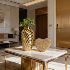 Kit Decorativo Elegante Luxo  Rose Gold - Vaso Coração Matinho - 3 Peças Decoração para Escritorio
