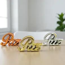 Enfeite Decorativo Adorno  Palavra Paz metalizada Decoração com estilo e Religiosa Para Sala Quarto