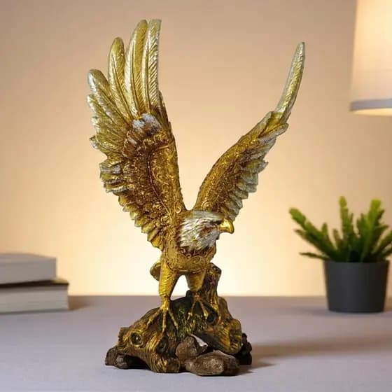 Enfeite Águia em Resina – Estátua de Luxo para Decoração de Rack, Estante, Mesa ou Escritório