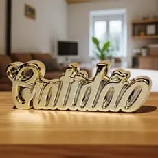 Frase Palavra Decorativo Enfeite Porcelana Brilhante Sala Estante Rose Prata  Dourado