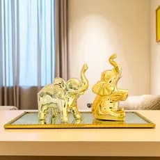 Enfeite Elefante Metalizado Decoração Elegante De Porcelana