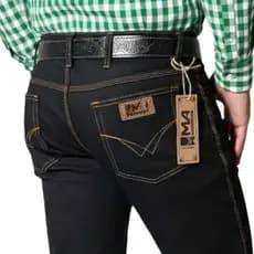 Calça Country Jeans Masculina Tradicional Com Elastano Para Rodeio para Botas