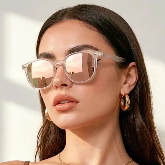 Oculos de Sol Hexagonal Rose Espelhado Branco Premium Original Blogueira Tendencia uv400 Feminino