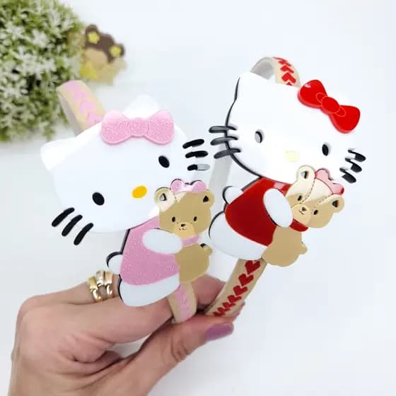 Tiara Hello Kitty Acrílico Alta Qualidade / Arco Infantil Gatinha Ursinho Coração / Presente Aniversário