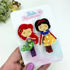 Presilhas Princesas ALTA QUALIDADE Hair Clips em Acrílico (Duplinha - Kit com 2 unidades)