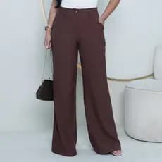 Calça Pantalona Alfaiataria Marrant Sensorial com Bolso, Zíper, Botão e Passantes para Cinto