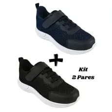 Kit 2 Pares Tênis Infantil Menino Sapato Escolar Masculino Confortável e Resistente