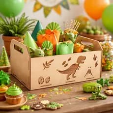 2 Caixas 37 CM Caixote Cesto MDF Dinossauro Grande para Organização e Decoração Infantil M27