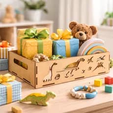 3 Bandeja 30CM MDF Cru Dinossauro Caixa Grande para Pintura Personalização Infantil Organização M14