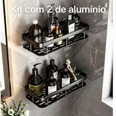 Kit com 2 SUPORTE PARA SHAMPOO PARA USO NO BANHEIRO NA PAREDE de alumínio suporte organizador multiuso