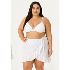 Saida De Praia Mini Saia Pareo Com Babado Plus Size Lisa