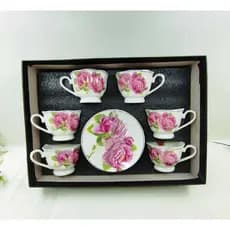 Conjunto Elegante de Xícaras de café  com Design Floral Cor-de-Rosa 90ML FHK