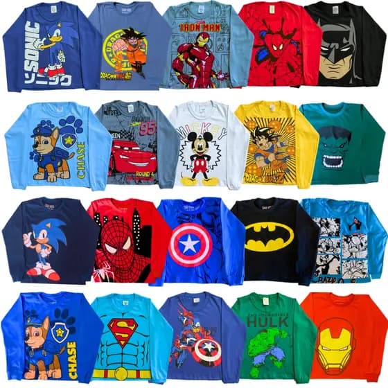 Kit 5 Camiseta Infantil Menino Manga Comprida