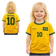Camiseta Infantil Feminina Brasil Nº10 Algodão – Tam 2 ao 8 Anos