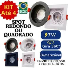 Spot LED 3 Cores em 1 Recuado Embutido 360° Quadrado ou Redondo GU10