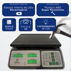 Balança Digital de Cozinha 30 KG para Conferência Interna de Peso Alta Precisão Recarregável