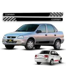 Adesivo lateral Corsa faixa esportiva vinil resistente sol chuva instalação rápida acabamento