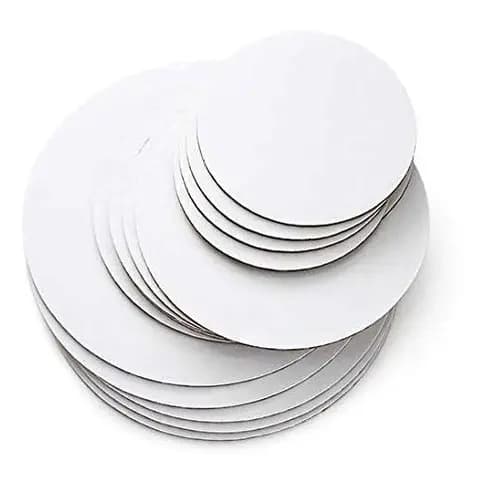 Cake Board 10cm em Mdf Branco 3mm porta copos e frios Borda Liso Com 10 Tabuleiros para bolos