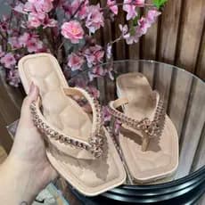 Chinelo Feminino Brilhante Casual Feminino Strass Macio