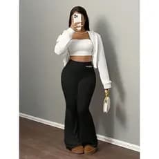 Calça Legging Flare Cintura Alta Suplex Zero Transparência Sensi.