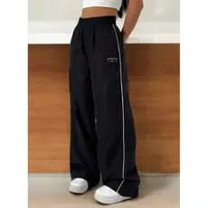 Calça Oversized Tactel Feminina, P ao G3 Leve com Cordão na cintura, Reta, Streetwear Moda Unissex 2025 PR2
