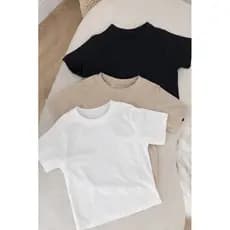 Kit 3 Baby Tee Feminina - Blusa Algodão 100% Manga Curta Ajuste Perfeito T-shirt Feminina