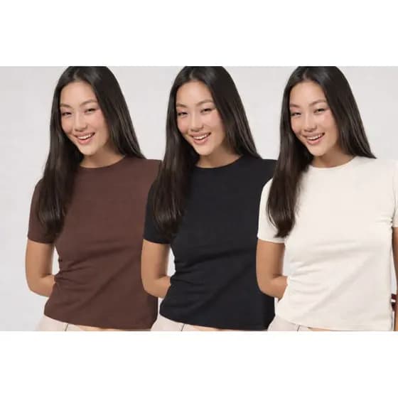 Kit 3 Camisetas Femininas Básicas Lisa Casual Academia Confortável