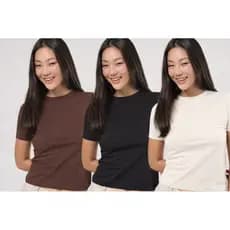 Kit 3 Camisetas Femininas Básicas Lisa Casual Academia Confortável