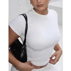 Camiseta Feminina Baby Look Algodão 100% fio 30.1 Ajustável ao Corpo Flexibilidade e Conforto