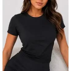 Baby Look Feminina Manga Curta Camiseta Básica Lisa Confortável Estilo Casual Dia a Dia Feminino