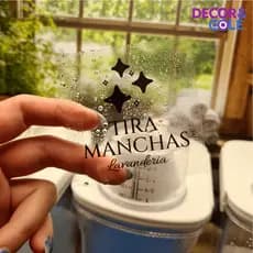 Etiqueta Transparente para Lavanderia 7x7cm Sabão Líquido, Sabão em Pó, Amaciante e Tira Manchas
