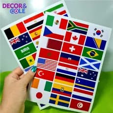 Etiquetas Países Copa do Mundo Futebol Brasil 48 unidades Vinil à Prova d'Água Retangular ou Redondo