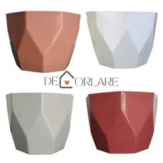 Kit 4 Vasos para Plantas  Facetado Decorativo Polietileno Injetado N3